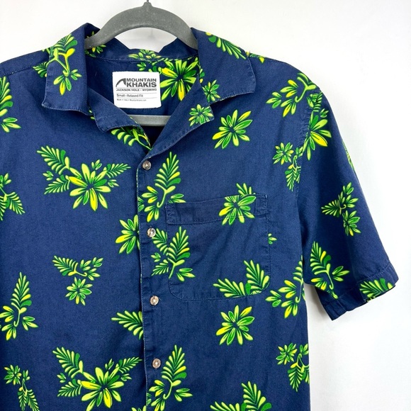 Mountain Khakis Mens Sz S Navy Floral Relaxed Fit Short Sleeve Button Up Shirt - Picture 2 of 9